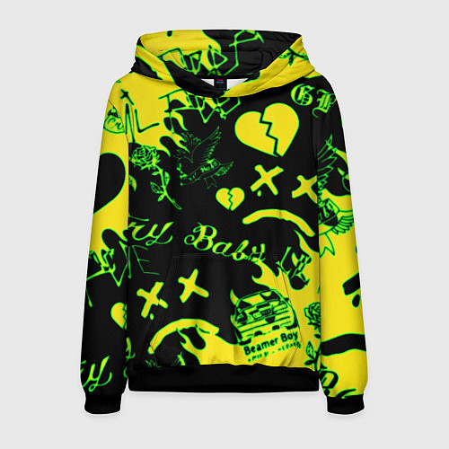 Мужская толстовка Lil Peep кислотные автографы / 3D-Черный – фото 1