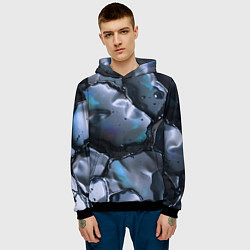 Толстовка-худи мужская Жидкая субстанция серая, цвет: 3D-черный — фото 2