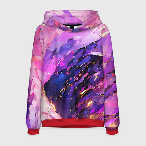 Мужская толстовка Фиолетово-розовая абстракция / 3D-Красный – фото 1