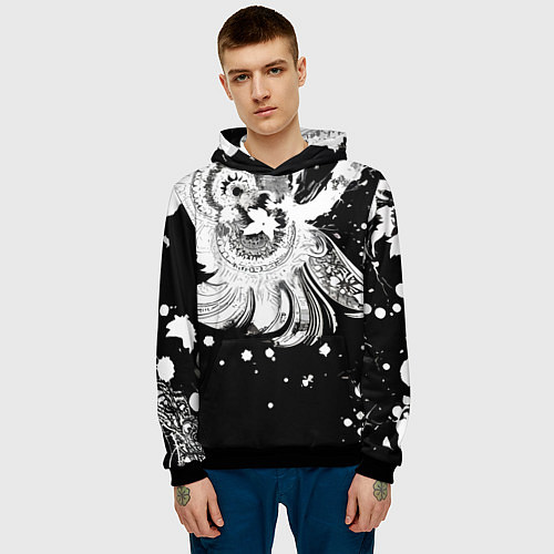 Мужская толстовка Абстрактная экспрессивная композиция / 3D-Черный – фото 3