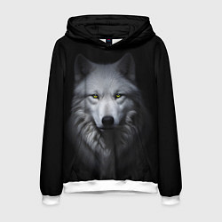 Толстовка-худи мужская Белый волк Белобог, цвет: 3D-белый