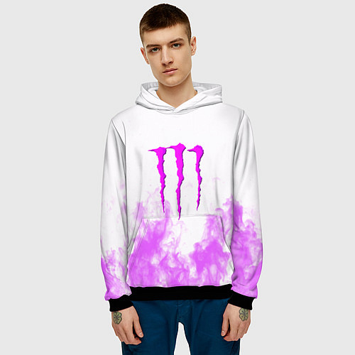 Мужская толстовка Monster energy neon flame / 3D-Черный – фото 3