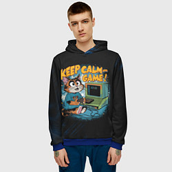 Толстовка-худи мужская Котик игроман, цвет: 3D-синий — фото 2