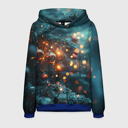 Мужская толстовка Елочные шары и боке / 3D-Синий – фото 1