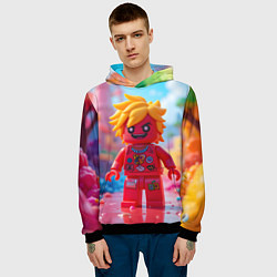 Толстовка-худи мужская Роблокс с желтыми волосами, цвет: 3D-черный — фото 2
