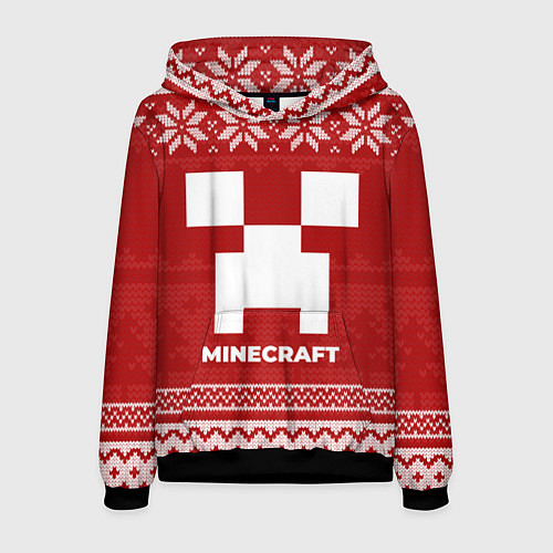 Мужская толстовка Новогодний Minecraft / 3D-Черный – фото 1