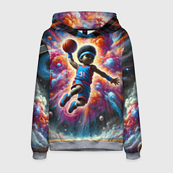 Толстовка-худи мужская Бейсболист и космос, цвет: 3D-меланж