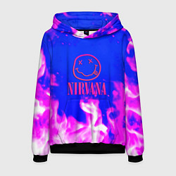 Толстовка-худи мужская Nirvana neon flame, цвет: 3D-черный