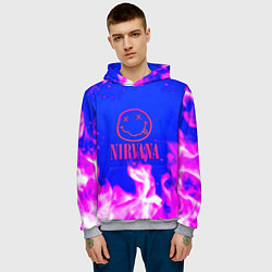 Толстовка-худи мужская Nirvana neon flame, цвет: 3D-меланж — фото 2