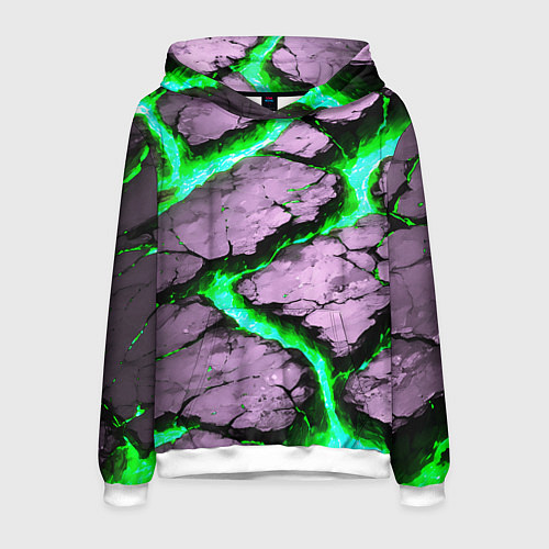 Мужская толстовка Треснувший камень зелёный / 3D-Белый – фото 1