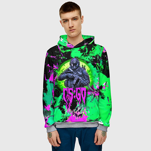 Мужская толстовка Counter Strike - neon revolution / 3D-Меланж – фото 3