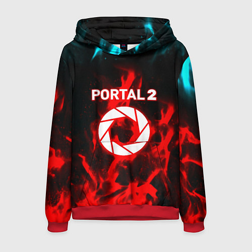 Мужская толстовка Portal flame steel game / 3D-Красный – фото 1