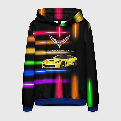 Мужская толстовка Chevrolet Corvette - racing team / 3D-Синий – фото 1