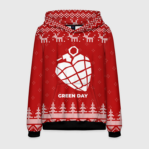 Мужская толстовка Новогодний Green Day с оленями / 3D-Черный – фото 1