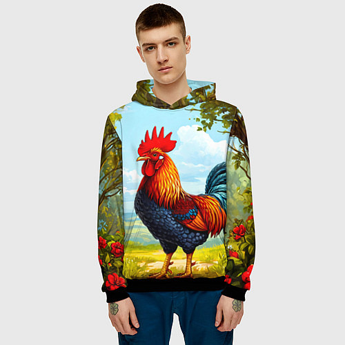Мужская толстовка Петушок / 3D-Черный – фото 3
