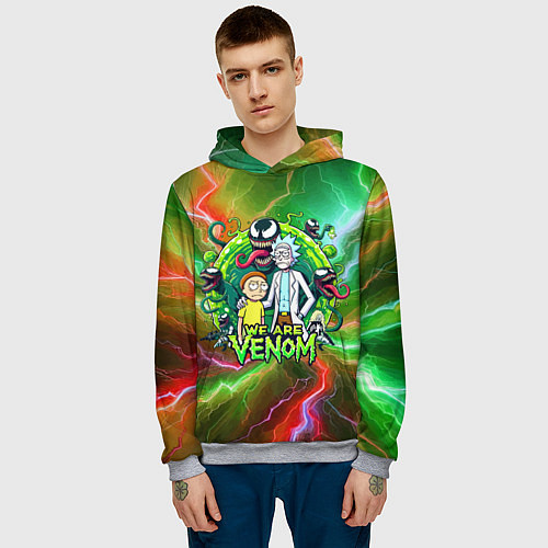 Мужская толстовка Рик и Морти - мы Веном мем / 3D-Меланж – фото 3
