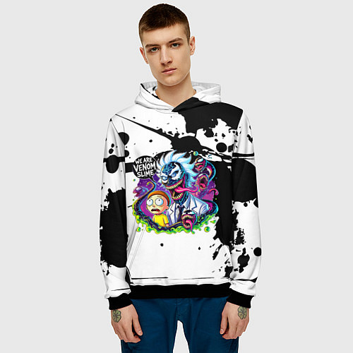 Мужская толстовка Venom-Rick and Morty - blots / 3D-Черный – фото 3