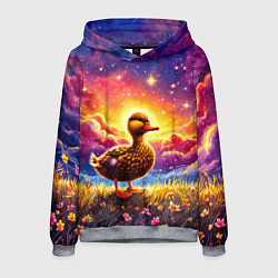 Толстовка-худи мужская Космическая уточка, цвет: 3D-меланж