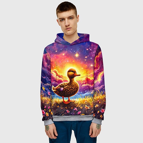Мужская толстовка Космическая уточка / 3D-Меланж – фото 3