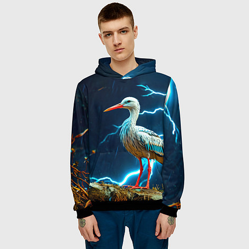 Мужская толстовка Аист и гроза / 3D-Черный – фото 3
