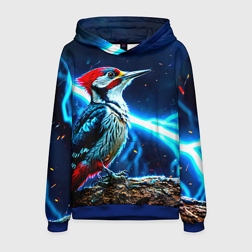 Мужская толстовка Дятел в грозу / 3D-Синий – фото 1