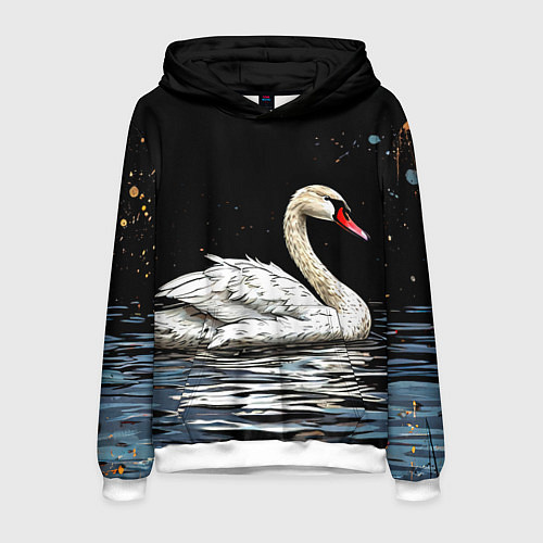 Мужская толстовка Белый лебедь ночью / 3D-Белый – фото 1