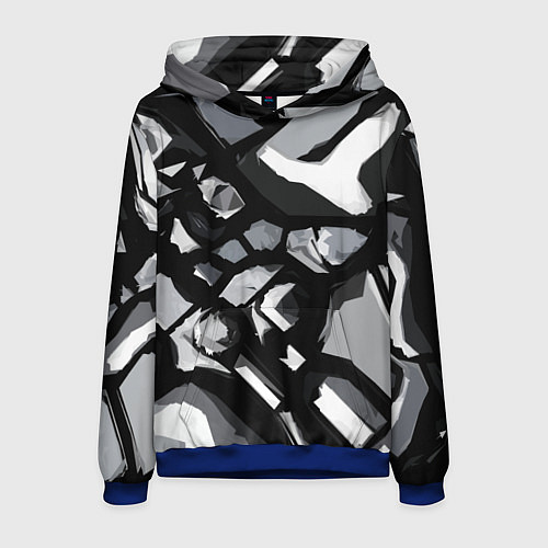 Мужская толстовка Чёрно-серая абстракция / 3D-Синий – фото 1