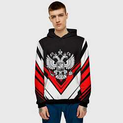 Толстовка-худи мужская Герб России - униформа, цвет: 3D-черный — фото 2