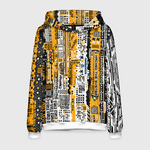 Мужская толстовка Cyberpunk pattern yellow / 3D-Белый – фото 1