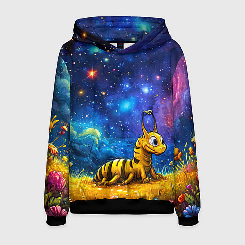 Мужская толстовка Гусеничка в космосе / 3D-Черный – фото 1