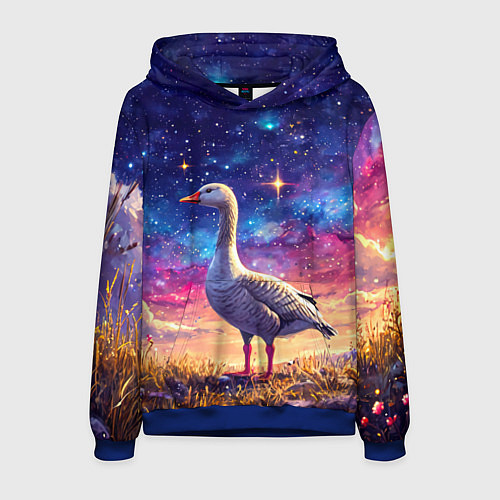 Мужская толстовка Гусь и космос / 3D-Синий – фото 1