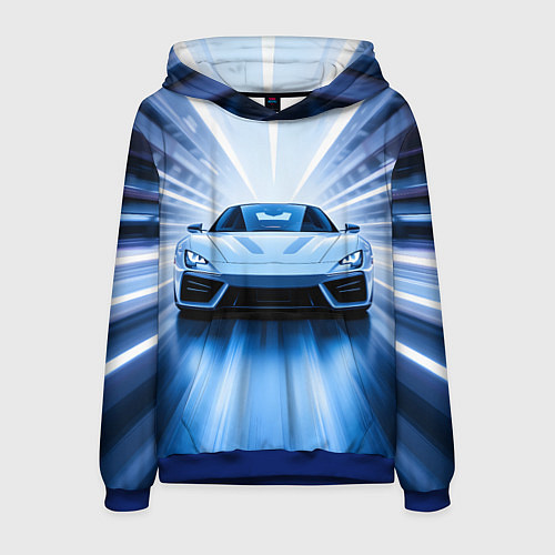 Мужская толстовка Спорткар на скорости / 3D-Синий – фото 1