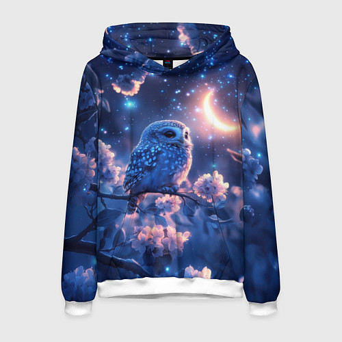 Мужская толстовка Сова под луной / 3D-Белый – фото 1