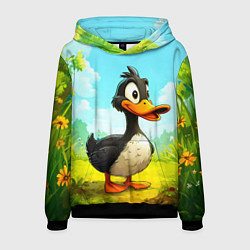 Толстовка-худи мужская Веселая уточка, цвет: 3D-черный