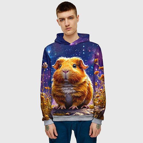 Мужская толстовка Морская свинка в космосе / 3D-Меланж – фото 3