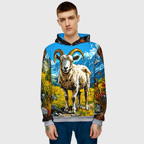 Мужская толстовка Горный козел / 3D-Меланж – фото 3