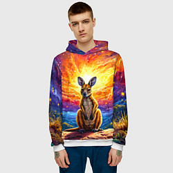 Толстовка-худи мужская Кенгуру в космосе, цвет: 3D-белый — фото 2