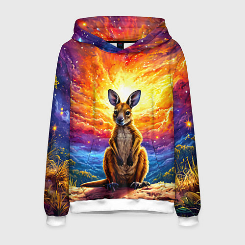 Мужская толстовка Кенгуру в космосе / 3D-Белый – фото 1