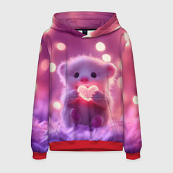 Толстовка-худи мужская Милый грызун с сердечком, цвет: 3D-красный