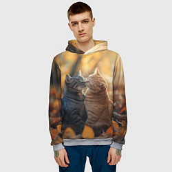 Толстовка-худи мужская Кот и кошка целуются, цвет: 3D-меланж — фото 2