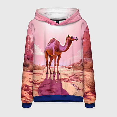 Мужская толстовка Верблюд в розовой пустыне / 3D-Синий – фото 1