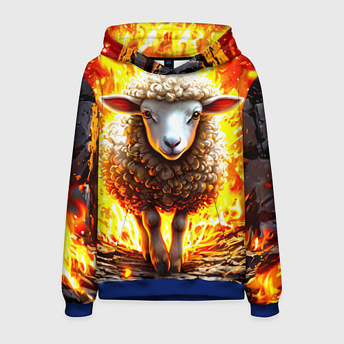 Мужская толстовка Овечка в огне / 3D-Синий – фото 1