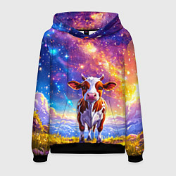 Толстовка-худи мужская Коровка и звездное небо, цвет: 3D-черный