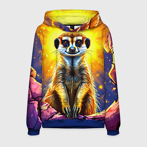 Мужская толстовка Сурикат в яркиз лучах солнца / 3D-Синий – фото 1