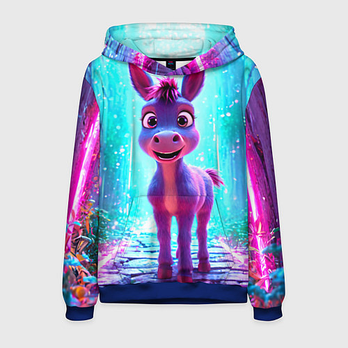Мужская толстовка Ослик в неоновых искрах / 3D-Синий – фото 1