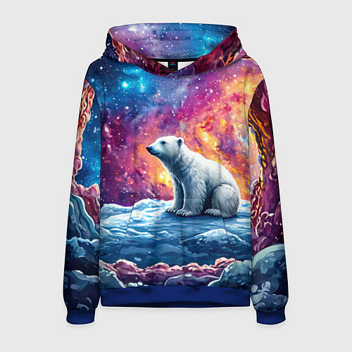 Мужская толстовка Белый медведь и звездное небо / 3D-Синий – фото 1