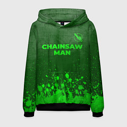 Толстовка-худи мужская Chainsaw Man - green gradient посередине, цвет: 3D-черный