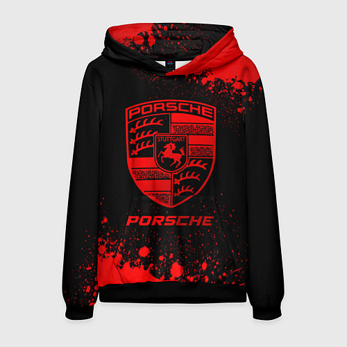 Мужская толстовка Porsche - red gradient / 3D-Черный – фото 1