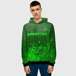 Толстовка-худи мужская Sporting - green gradient посередине, цвет: 3D-черный — фото 2