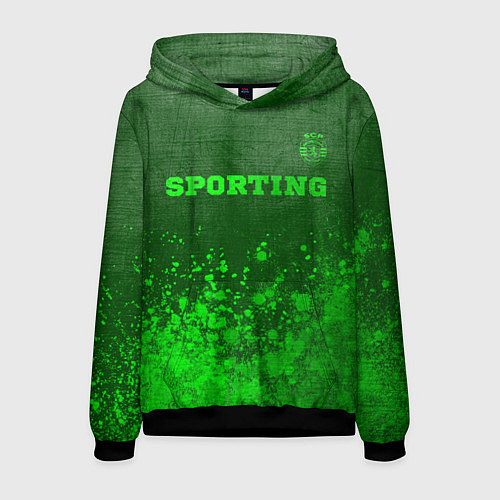 Мужская толстовка Sporting - green gradient посередине / 3D-Черный – фото 1